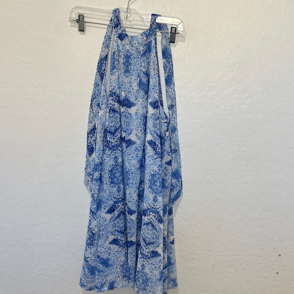 NWT women’s size large multi blue Printed Sleeveless Dress abstract pull on